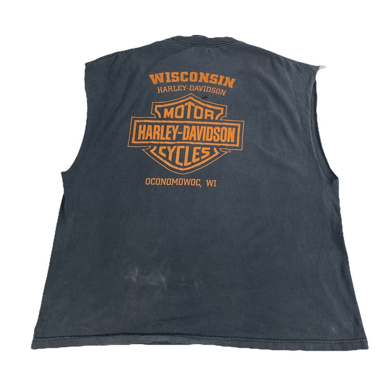 Mens Harley Davidson. Dark Gray Graphic Sleeveless Shirt Size 2Xl