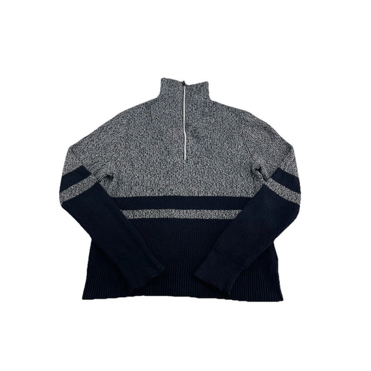 Womens Lauren Ralph Lauren Size Large Grey & Black Quarter Zip Sweater