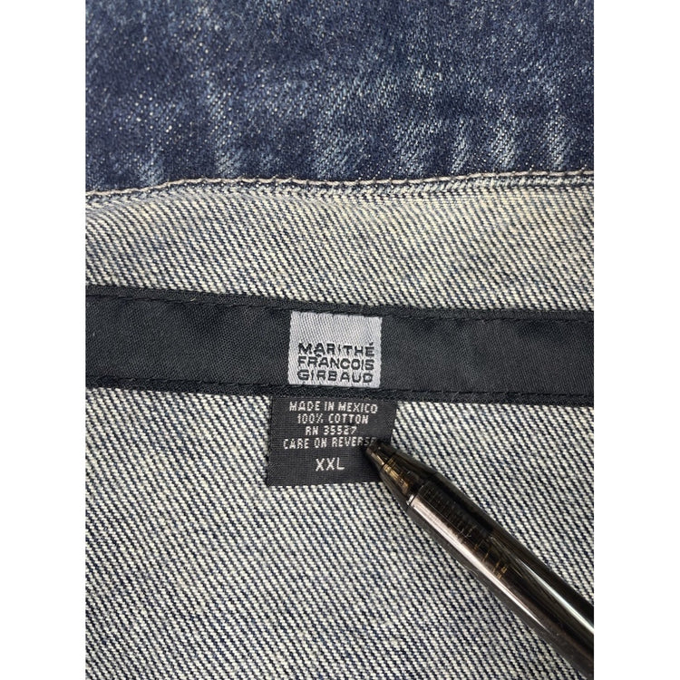 Mens Vintage Marithe Francois Girbaud Dark Indigo Blue Denim Jacket SIZE XXL