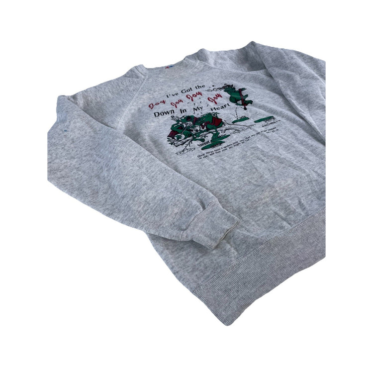 Mens Vintage 1993 Hanes Frog Joy Down In My Heart Christian Religious Sweatshirt