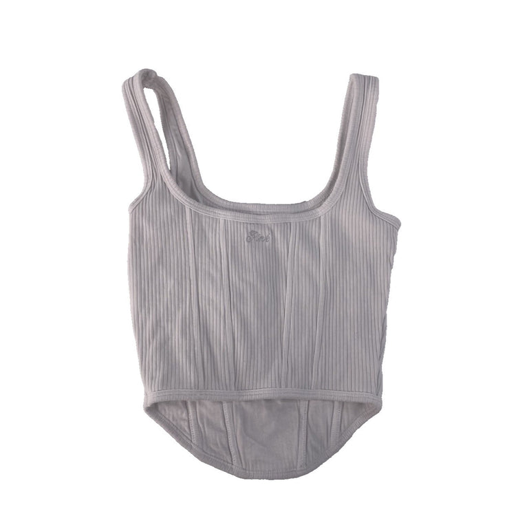 Women’s PINK Victorias Secret White Ribbed Corset Tank Top Size XS
