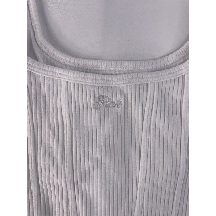 Women’s PINK Victorias Secret White Ribbed Corset Tank Top Size XS