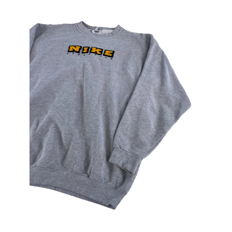 Mens Vintage Nike Athletics Gray Knitted Logo Crewneck Sweatshirt Size Xl