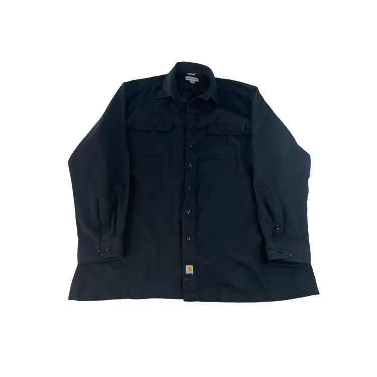 Mens Carhartt Black Relaxed Fit Long Sleeve Button Down Shirt Size 2XLT