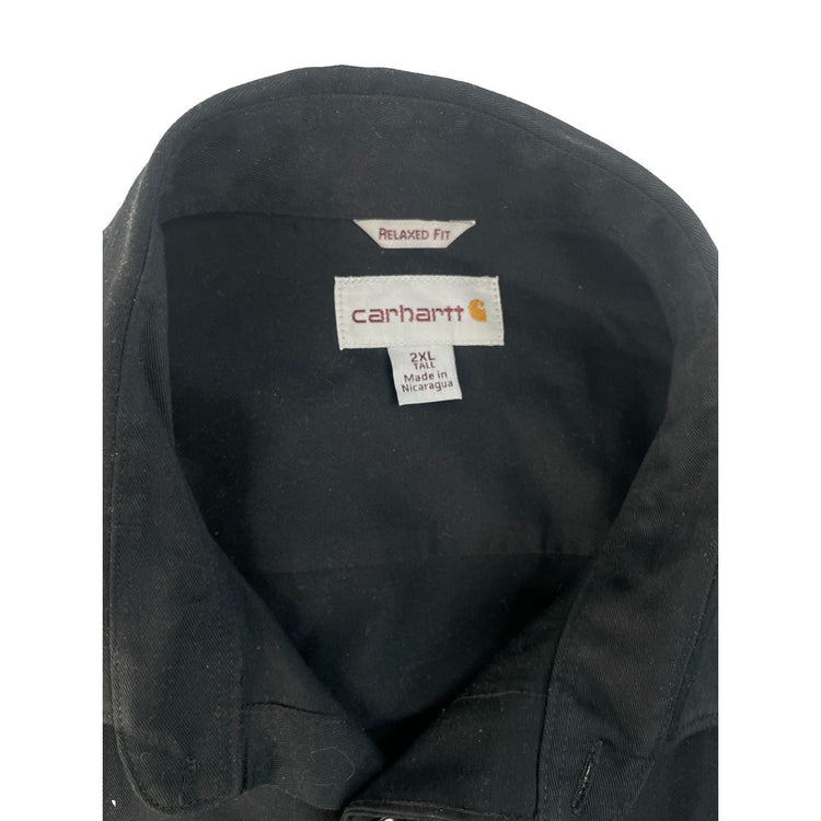 Mens Carhartt Black Relaxed Fit Long Sleeve Button Down Shirt Size 2XLT