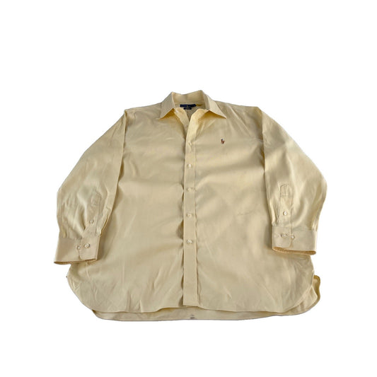 Mens Polo Ralph Lauren Classic Fit Light Yellow Button Down Shirt Size 17.5