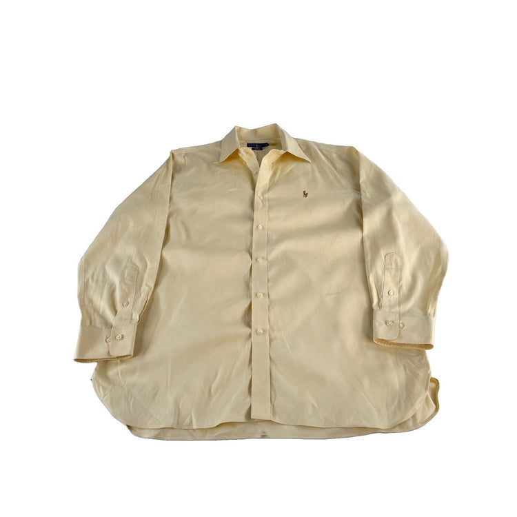 Mens Polo Ralph Lauren Classic Fit Light Yellow Button Down Shirt Size 17.5