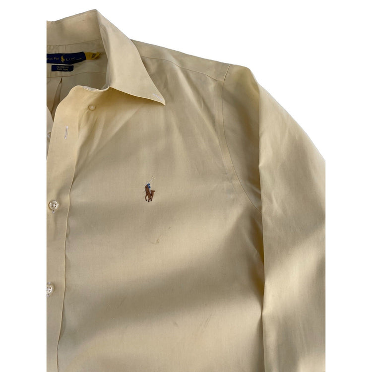 Mens Polo Ralph Lauren Classic Fit Light Yellow Button Down Shirt Size 17.5
