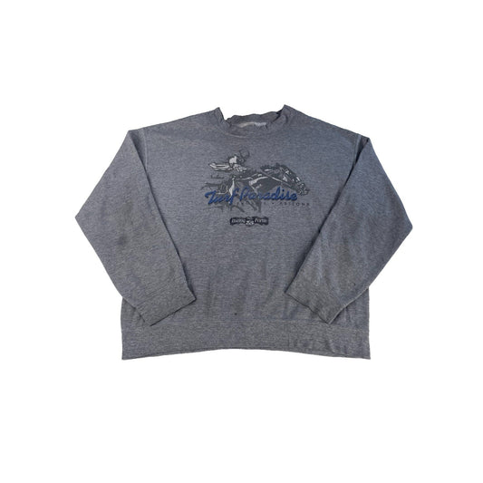 Men Vintage Gildan Turf Paradise Horse Racing Graphic Crewneck Sweatshirt Size L