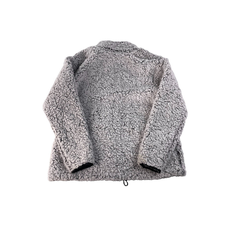 Womens PINK Victorias Secret Gray Faux Fur Quarter Zip Sweater Size Medium