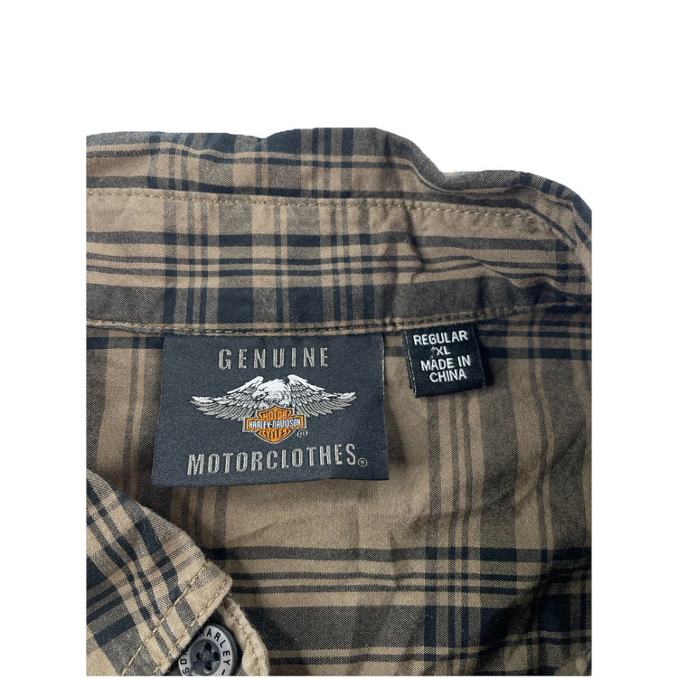 Mens Harley Davidson Motor clothes Plaid Button-Down Shirt Size Xl