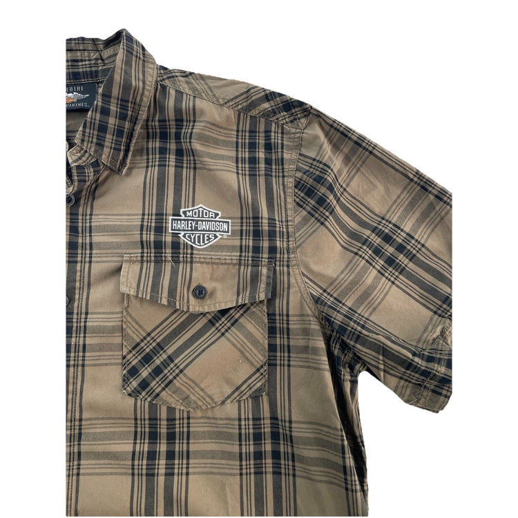 Mens Harley Davidson Motor clothes Plaid Button-Down Shirt Size Xl
