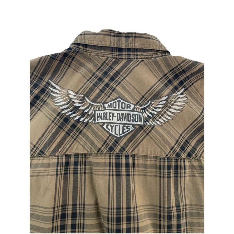 Mens Harley Davidson Motor clothes Plaid Button-Down Shirt Size Xl