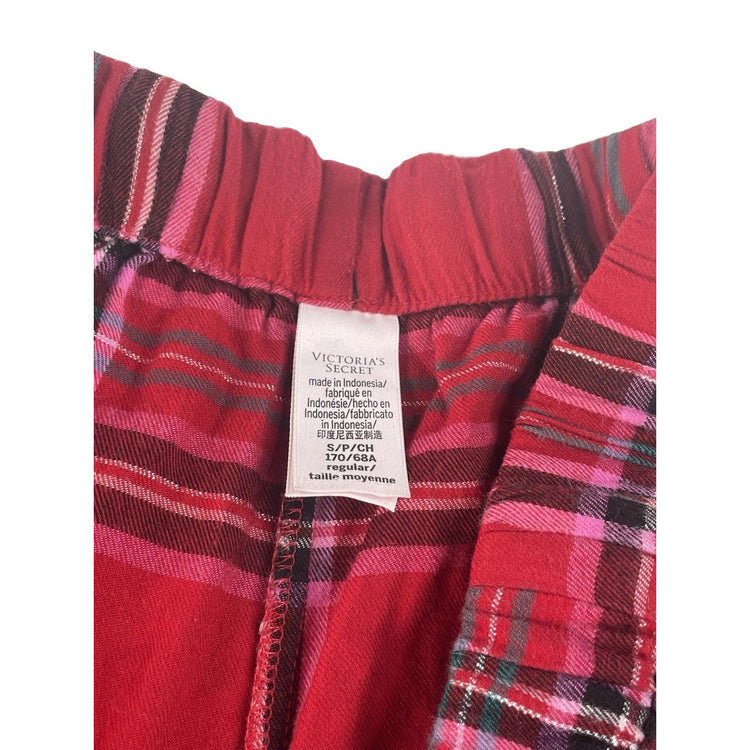 Womens Victorias Secret Red & Pink Plaid Sleep Pants Size Small