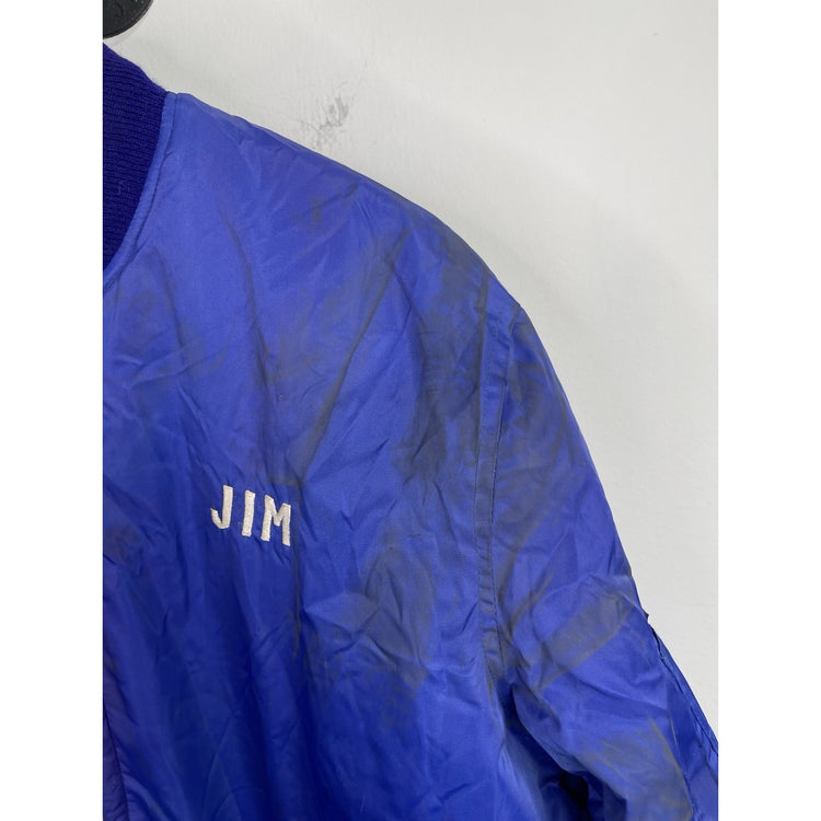 Men’s Blue VTG Guam Island Map Souvenir Embroidered Full Zip Jacket Sz L