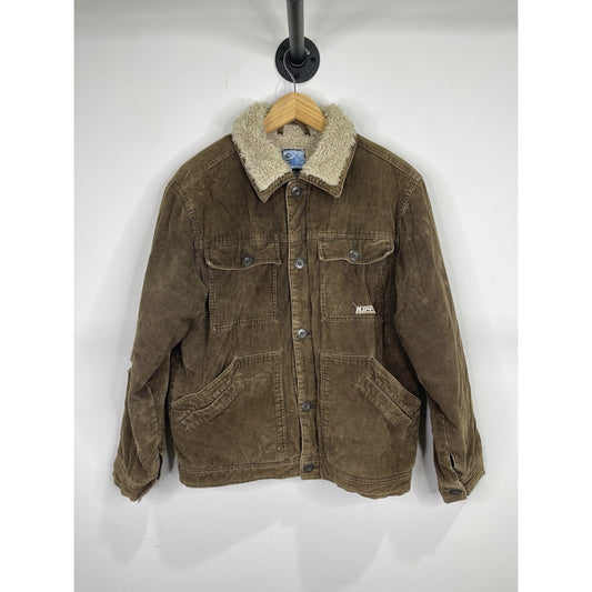 Men’s Vintage Kirra Corduroy Sherpa Lined Jacket Brown Workwear Jacket Sz M