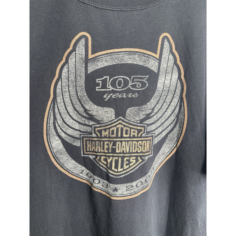 Men’s VTG Graphic Harley-Davidson T-Shirt 105th Anniversary Black 2008 Sz 2XL