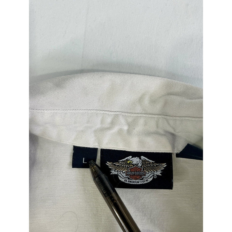 Womens Harley Davidson Full Zip Denim White Vest Top Size L