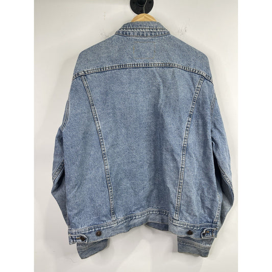 Men’s VTG Lee Blue Light Wash Denim Jean Trucker Jacket Sz XL