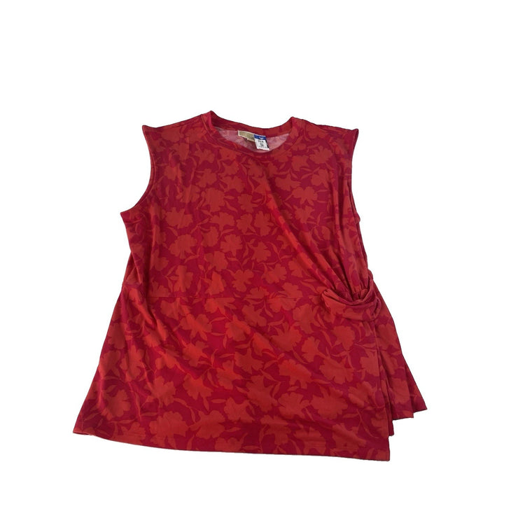 Womens Michael Kors Red Floral Print Sleeveless Blouse Size 2XL