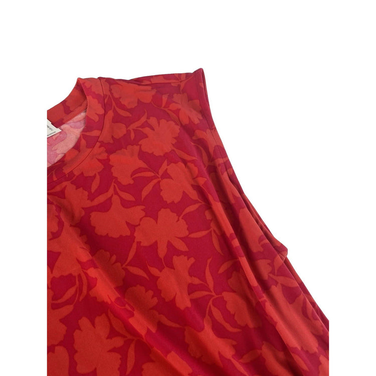 Womens Michael Kors Red Floral Print Sleeveless Blouse Size 2XL