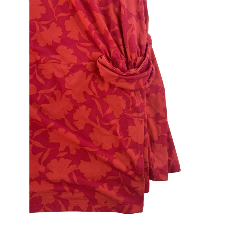 Womens Michael Kors Red Floral Print Sleeveless Blouse Size 2XL
