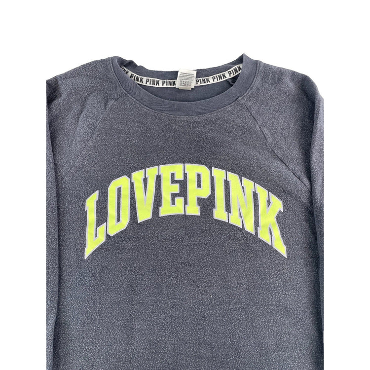 Womens Victoria's Secret PINK Gray Neon Love Pink Crewneck Size M