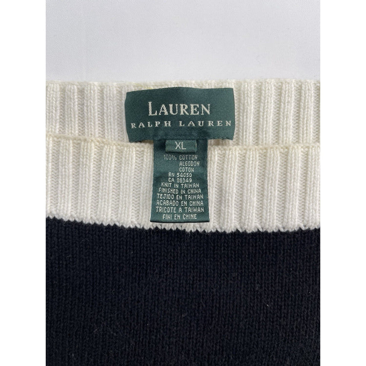 Womens Lauren Ralph Lauren Size XL Black & White Knitted Sweater