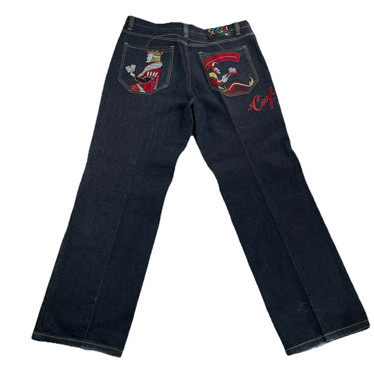 Mens Early 2000s Vintage COOGI Embroidered Joker Baggy Jeans Size 38x34