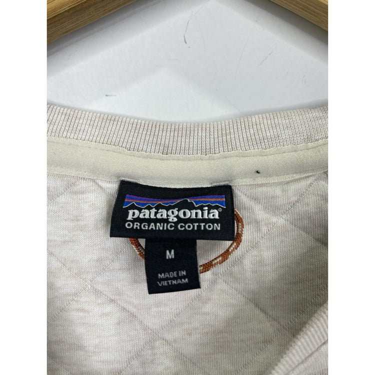 Patagonia Organic Cotton Quilt Crew Sweatshirt TYWH Cream Sz M Top Shirt Crop