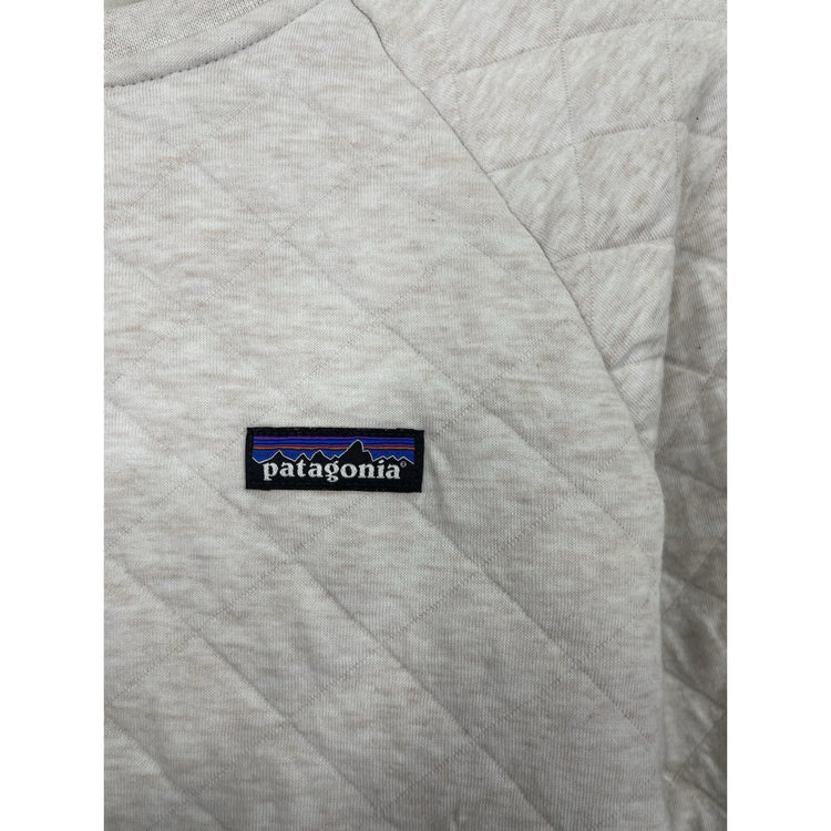 Patagonia Organic Cotton Quilt Crew Sweatshirt TYWH Cream Sz M Top Shirt Crop