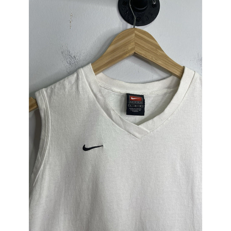 Men’s Athletic Breathable White Nike Smoosh Logo Cut off Tank Top Size Large