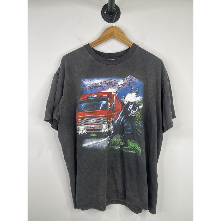 Men’s Black Vintage TurboStar Running Bull Graphic T Shirt Sz XL