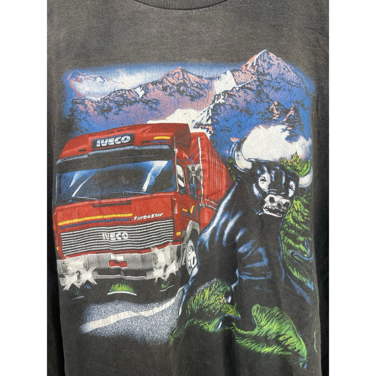 Men’s Black Vintage TurboStar Running Bull Graphic T Shirt Sz XL