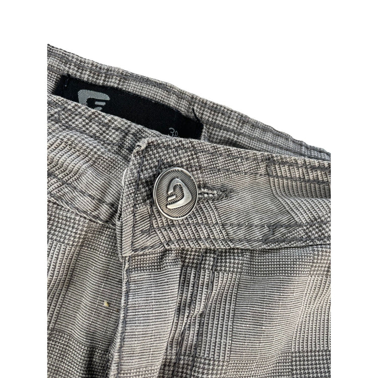 Mens Fried Denim Gray Plaid Multi Pocket Utility Tactical Cargo Shorts SIZE 38