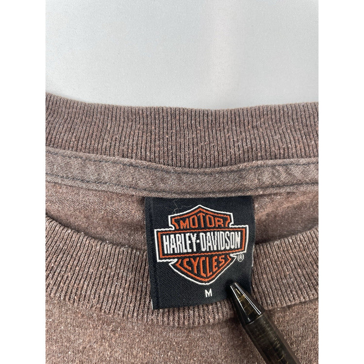 Mens Y2K Harley Davidson Brown Mancuso Central Sleeveless Shirt Size Medium
