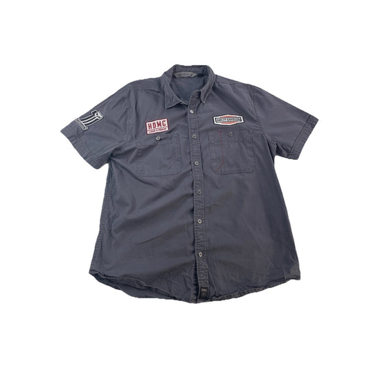 Men’s Harley Davidson Casual Gray ButtonUp SS Shirt Size L