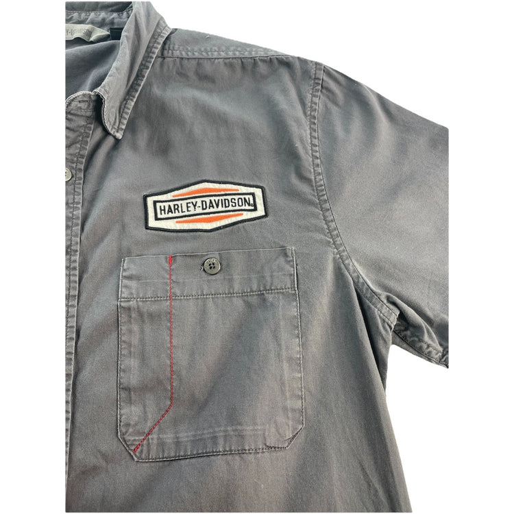 Men’s Harley Davidson Casual Gray ButtonUp SS Shirt Size L