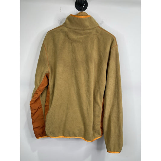 Men’s Brown & Orange COACH 1/4 Snaps Fleece Popover Sweatshirt Sz XL