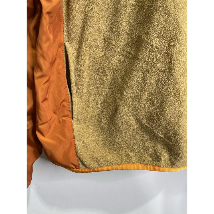 Men’s Brown & Orange COACH 1/4 Snaps Fleece Popover Sweatshirt Sz XL