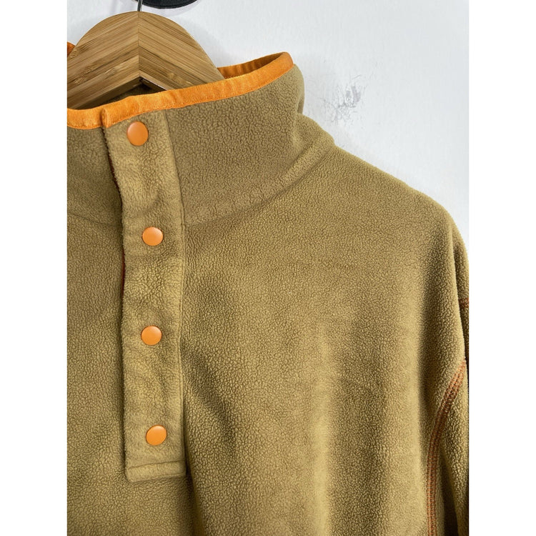 Men’s Brown & Orange COACH 1/4 Snaps Fleece Popover Sweatshirt Sz XL