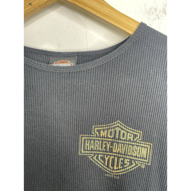 Women’s 2009 Ribbed Harley Davidson Black Studded T Shirt Sz L