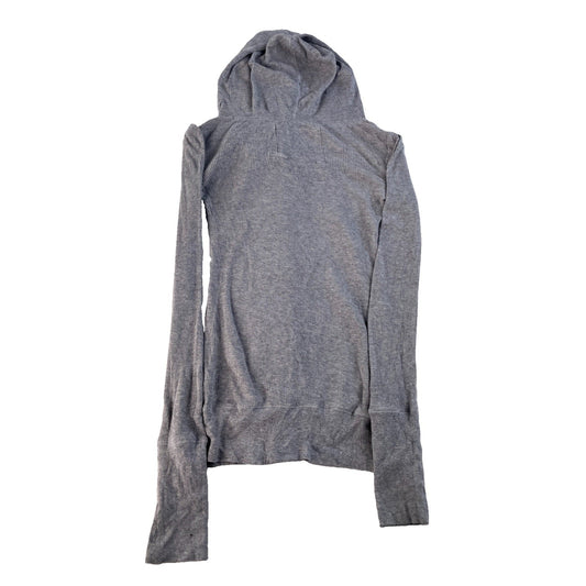 Womens American Eagle Outfitters Gray Waffle Knit Hoodie Top Size XS