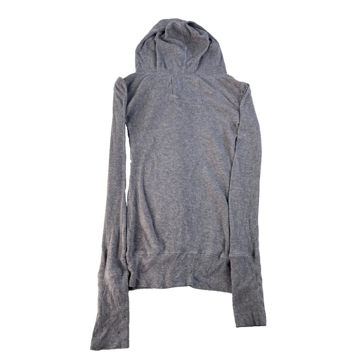 Womens American Eagle Outfitters Gray Waffle Knit Hoodie Top Size XS
