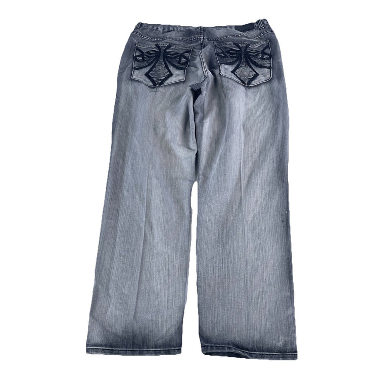 Mens Y2K GS-115 Loose Fit Light Gray Wash Denim Streetwear Jeans Size 44