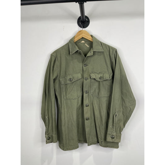 Men’s VTG MIlitary Field Button Up Green Jacket Sz M
