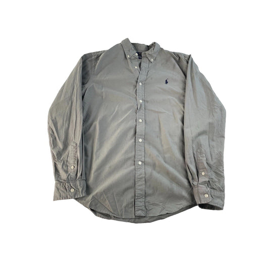 Mens Polo Ralph Lauren Gray Slim Fit Button Down Shirt Size Medium