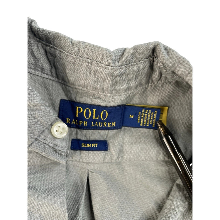 Mens Polo Ralph Lauren Gray Slim Fit Button Down Shirt Size Medium
