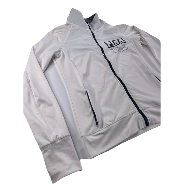 Women’s PINK Victoria Secret White Funnel Neck Zip Up Activewear Jacket Size S