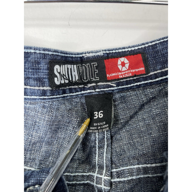 VTG Men’s Southpole Dark Wash Denim Baggy Y2K Hip Hop Shorts Sz 36